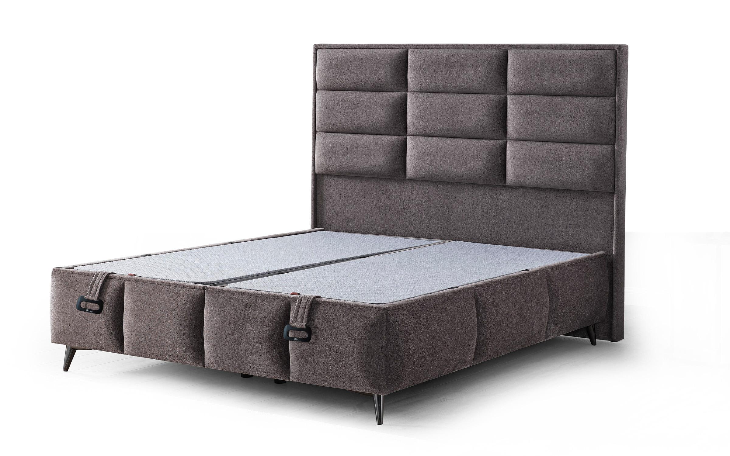 Κρεβάτι Box spring 160/200 Velira + στρώμα, γκρί  3